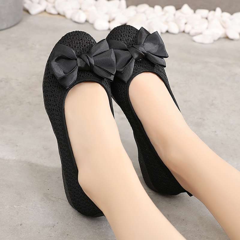 Spring and summer old north cloth shoes women's breathable mesh single shoes lace hollow soft sole women's shoes flat-soled beanie shoes maternity sh