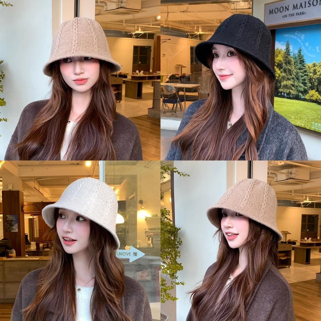 Solid Color Knitted Hat Women Autumn Winter Acrylic Breathable Windproof Stylish Casual