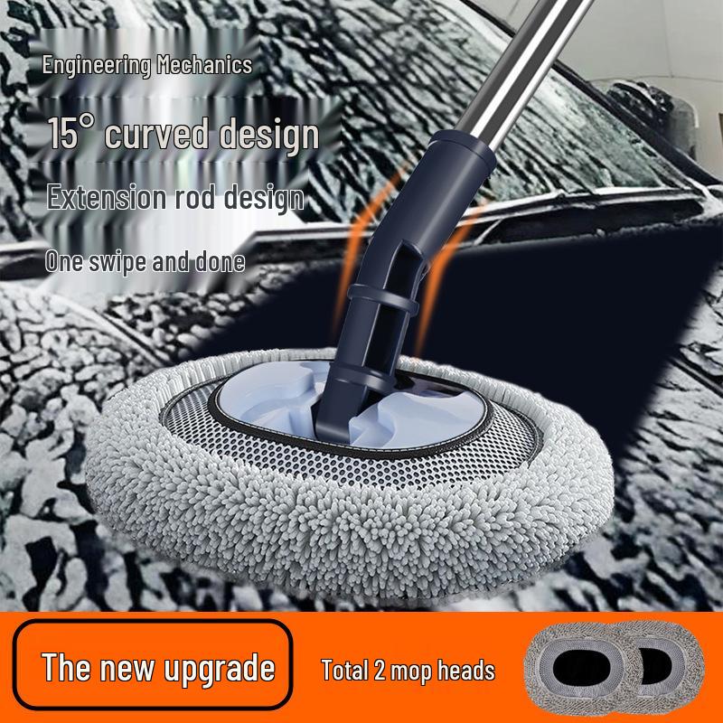 Retractable Curved Car Wash Mop with Soft Bristles - Car Cleaning Brush Tool.