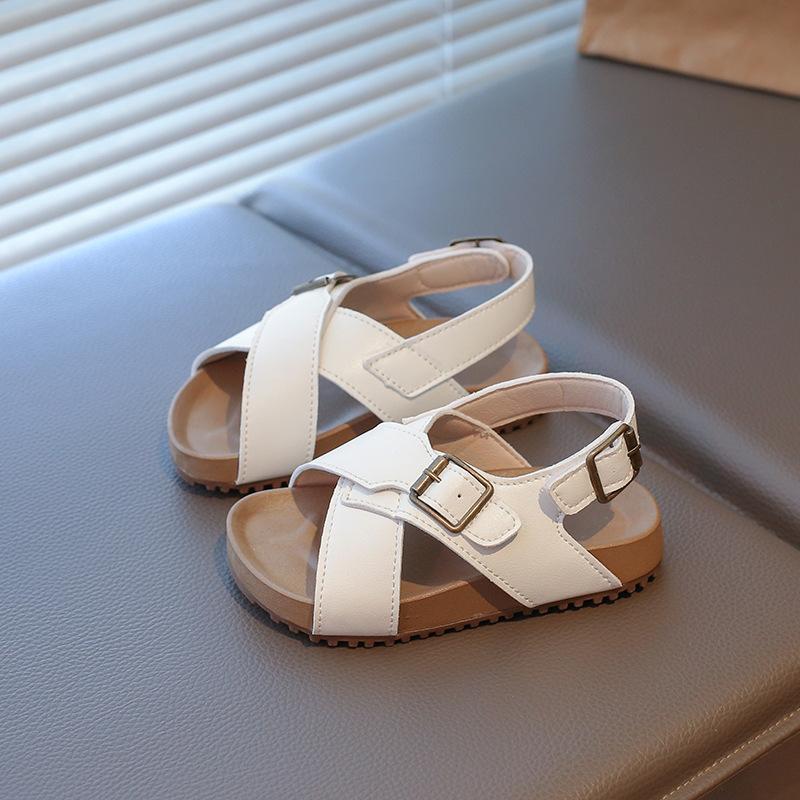 

Kids Cross-Strap Adjustable Buckle Sandals 22 бежевий