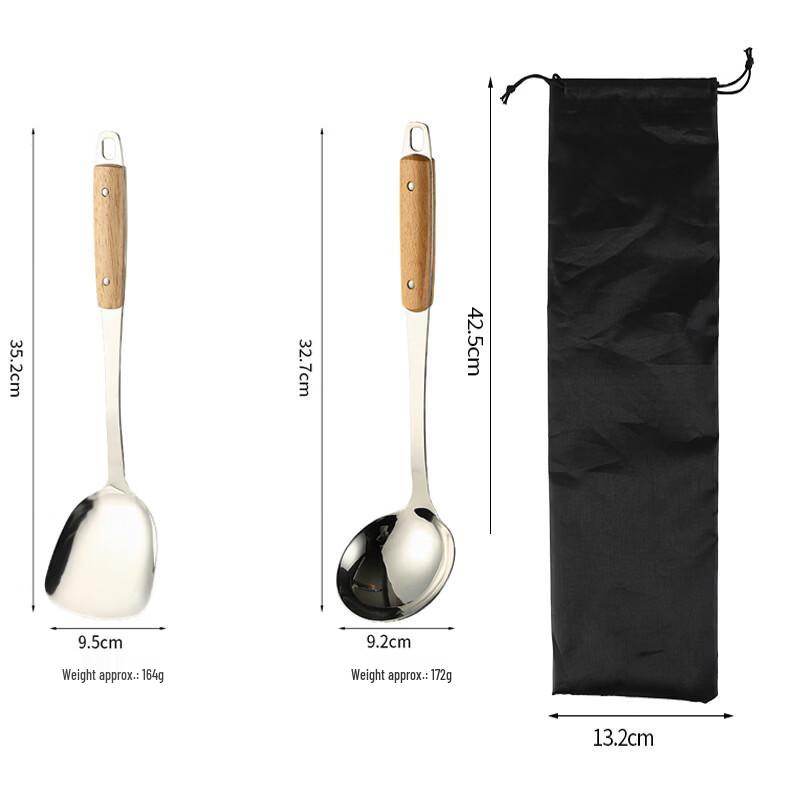 Abay Wood Handle Spatula and Ladle Set