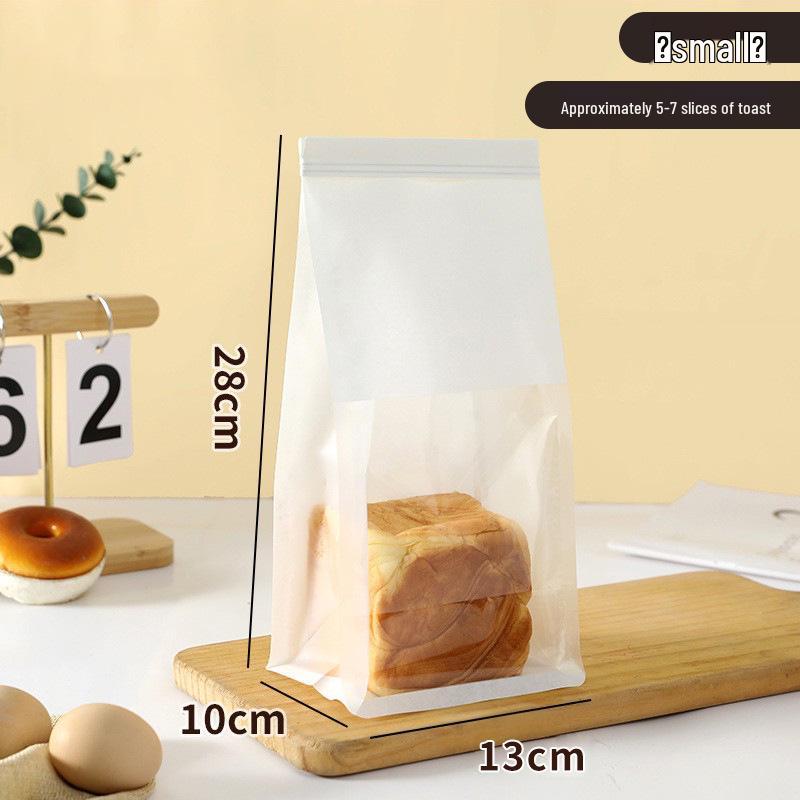 Windowed Transparent White Kraft Paper Bag with Wire Tie Closure for Home Baking and Food Sealing (Toast Bread Bag)