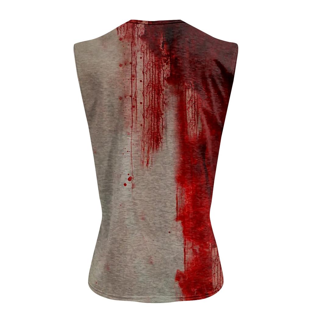 Men's Halloween Printed Sports Button Pocket Sleeveless Vest