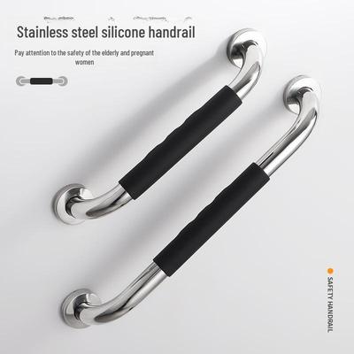 Corrimão de Banheiro em Aço Inoxidável com Pegador de Silicone Antiderrapante