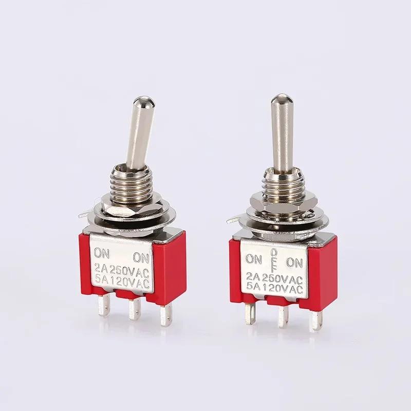 10pcs 3/6 Pin Mini Switches MTS-102 103 MTS-202 203 Toggle Switch ON-OFF-ON Micro Switch with Solder Terminal Waterproof Cap