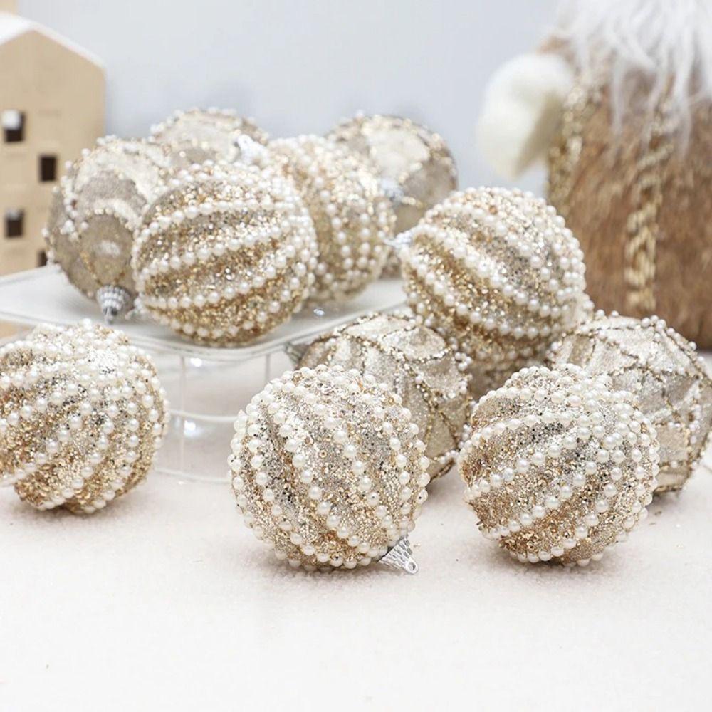 8CM Hanging Balls Foam Sequined Shiny Ball New Year Christmas Tree Decor