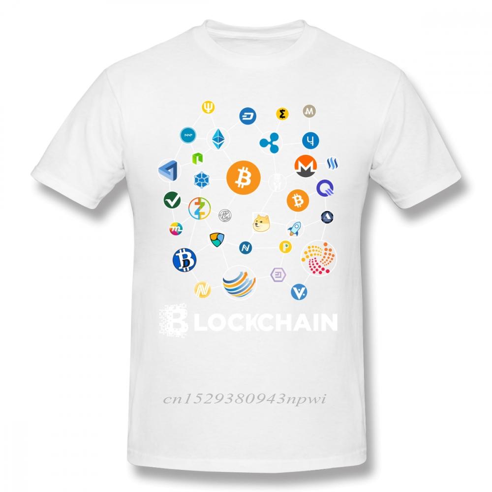 Blockchain BitCoin Litecoin Ripple Ethereum Cryptocurrency T Shirt For Men Popular Tee Christmas Gift Tshirt Cotton Fabric