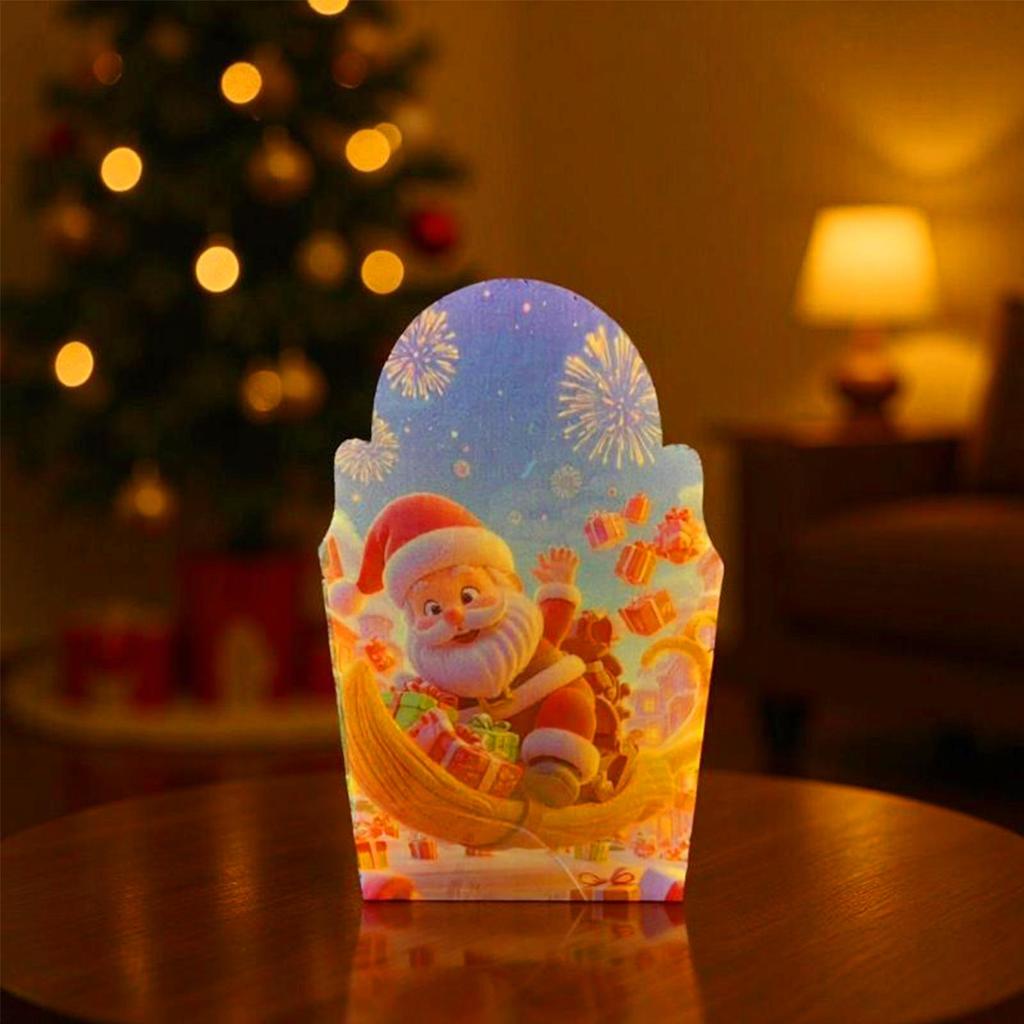 Miroir Hologramme Père Noël Rechargeable USB LED Nouveauté Festive Miroir Plastique Miroir de Noël Design Père Noël Ornement Hologramme