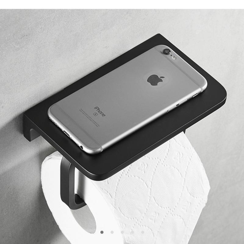 No-Drill Aluminum Paper Towel Holder Toilet Paper Holder Black Roll Hand Towel Holder Bathroom Paper Box