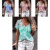Elegant Womens V-neck Short Sleeve Floral Print Tops T-shirt For Casual Wear
