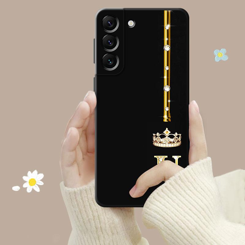 Phone Case For Samsung Galaxy S23 S22 S21 S20 Fe Ultra S10 S9 S8 Plus Note 20ultra 10plus Cover Diamond Crown Queen King Letter