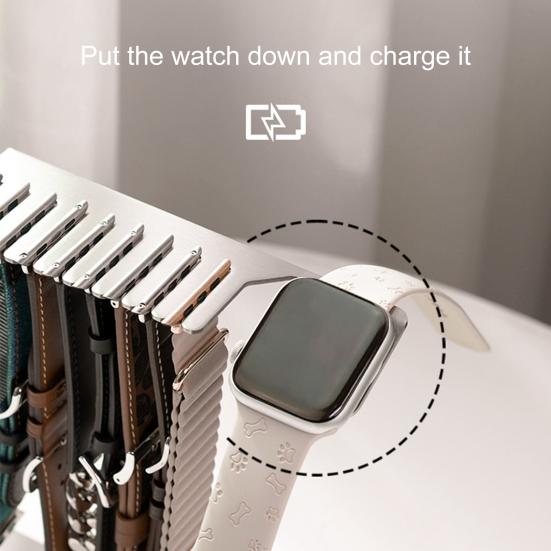 Watch Charger Stand Stable Base Rustproof Corrosion Resistant Smooth Surface Desktop Smartwatch Charger with Watch Band Holder for Apple Watch