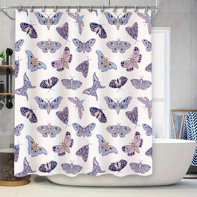 

Beautiful Floral Print Shower Curtain SetWaterproof Fabric with Hooks Perfect for Bathroom Decor 90x180cm