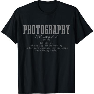 Photography Definition Dictionary Camera Funny Photographers T Shirts Men Streetwear Tee Short Sleeve Unisex Loose Clothing