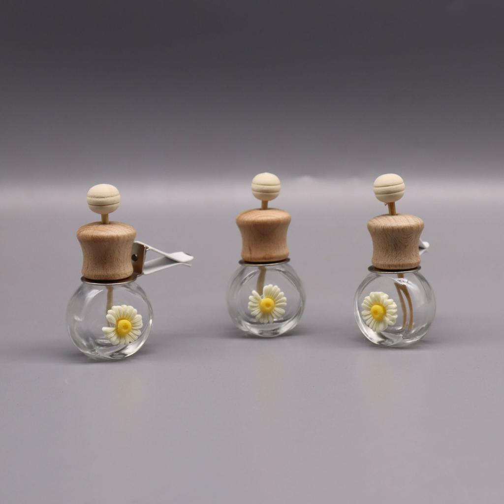 8ml Car Perfume Bottle, Cute Chrysanthemum Glass Air Vent Clip, Creative Vehicle Aroma Diffuser Decor