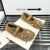 Fashion Silver Rhinestone Mary Jane Shoes Women's Spring Summer Versatile Casual Flats for Daily Wear Comfortable Slip on Shoes