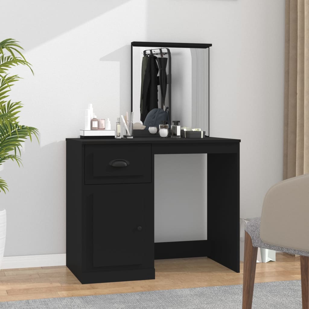 Dressing Tables Dressing Table With Mirror Black 90X50x132.5 Cm Engineered Wood