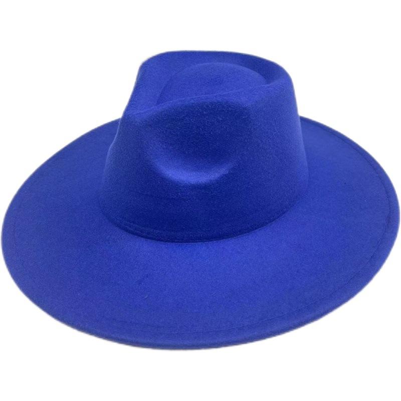British Hat Retro Woolen Hat Wide Brim Flat Top Top Top Hat Versatile Autumn and Winter Hat Trendy Sun Hat Felt Hat