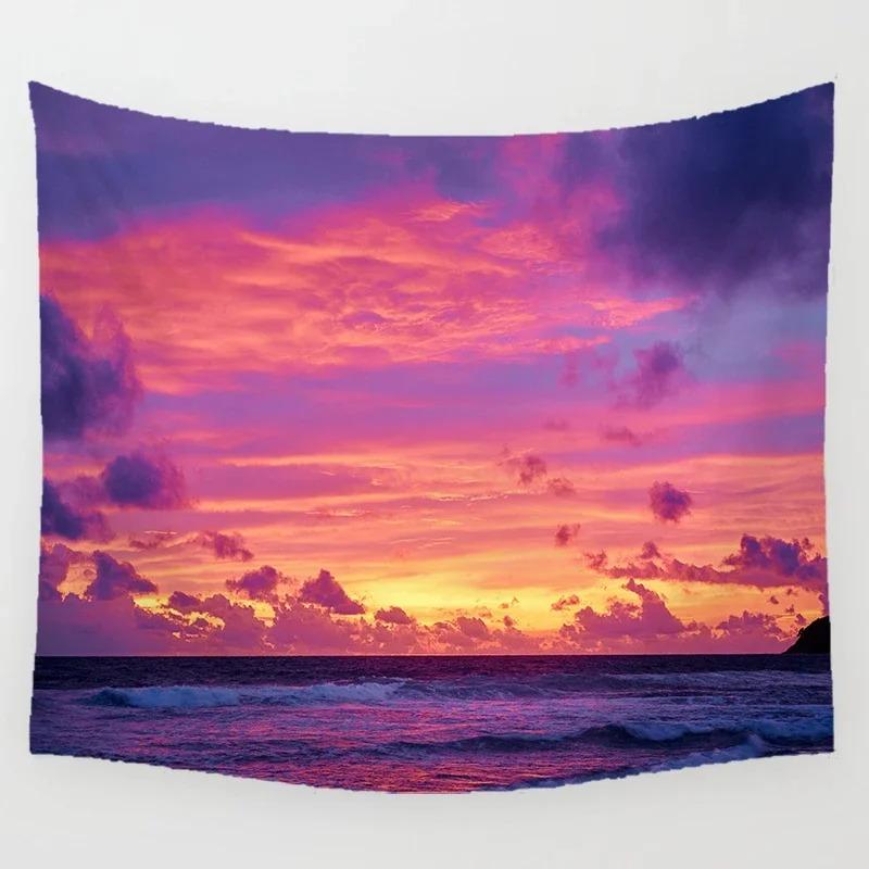 Natural Scenery Purple Flower Field Tapestry Office Living Room Decoration Home Wall Tapestry