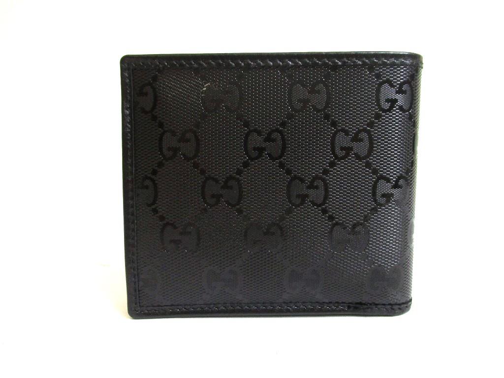 Authentisches GUCCI Imprimee Schwarzes Beschichtetes Canvas Leder Bifold Geldbörse #a770 Aufgearbeitet