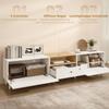 200 Cm TV Cabinet for TVs Up To 90 Inches, 2 Cabinet Compartments, Open Shelf, Drawer, 8 Legs, Chipboard, White
