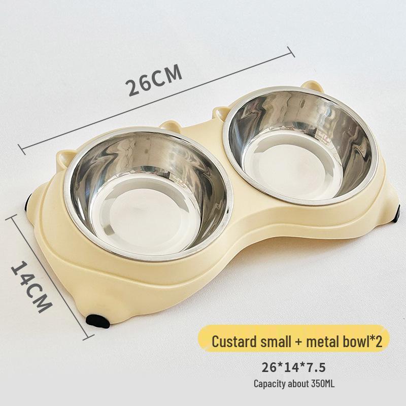 

Наклонная миска для кошек из нержавеющей стали: Двойная миска с защитой от проливания и защитой шеи для кормления и питья