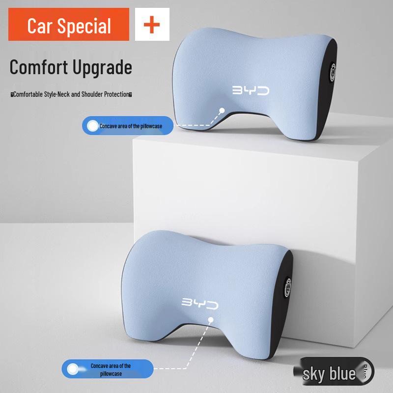 Příslušenství pro vozy BYD: Opěrky hlavy, Bederní opěrky, Polštářky a Chrániče krku pro modely Qin Plus, Song Pro, Seagull, Seal, Han.