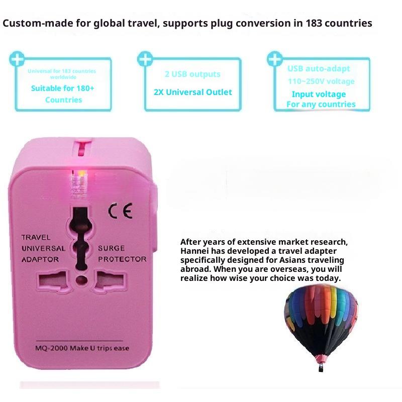 Factory Direct Sale Bison202 Dual USB 2.1A Universal Socket Adapter Global Universal Conversion Plug