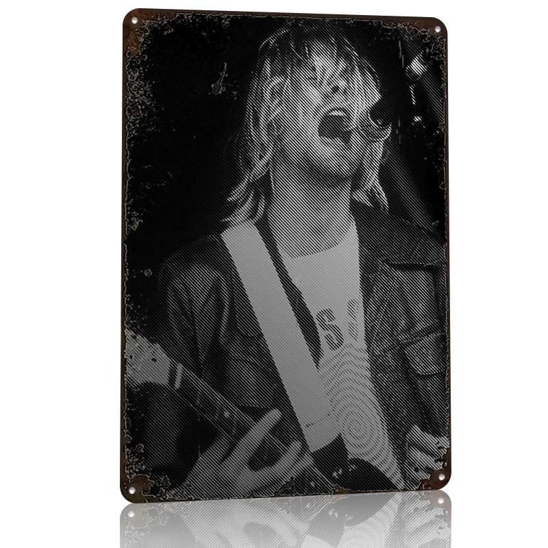 Kurt Cobain Personalized D Textured Metal Poster Wall Art Tinplate Sign for Office Decoration Gaming Home Decor Accessories