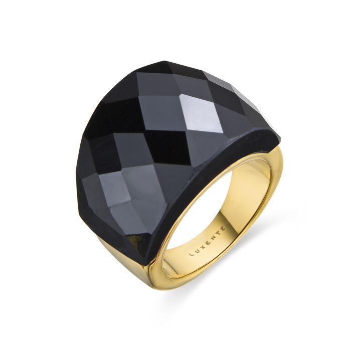 Bague Luxenter avec Onyx et Quartz Hydrothermal en or jaune 18 carats - Hianvi