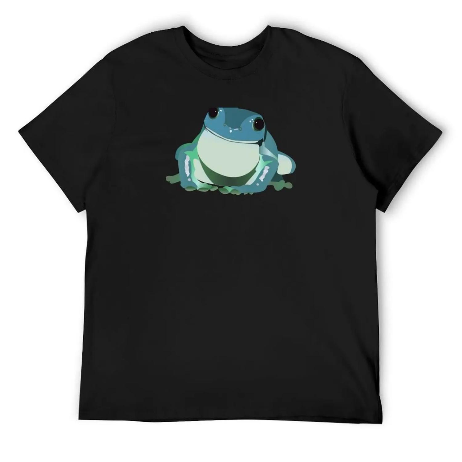 

Blue and Green Frog T-Shirt tees quick drying Luxury man mens graphic t-shirts funny XXXXXL чорний