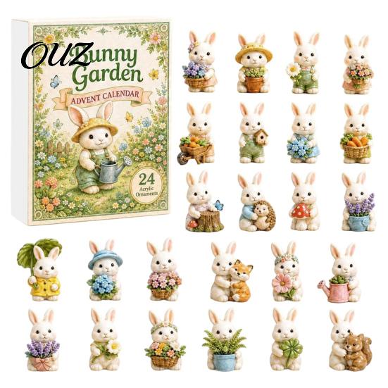 Creative Holiday Gifts for Rabbit Lovers 2026 Bunny Advent Calendar, 24 Days Acrylic Ornaments Christmas Countdown Decorative Animal Charms