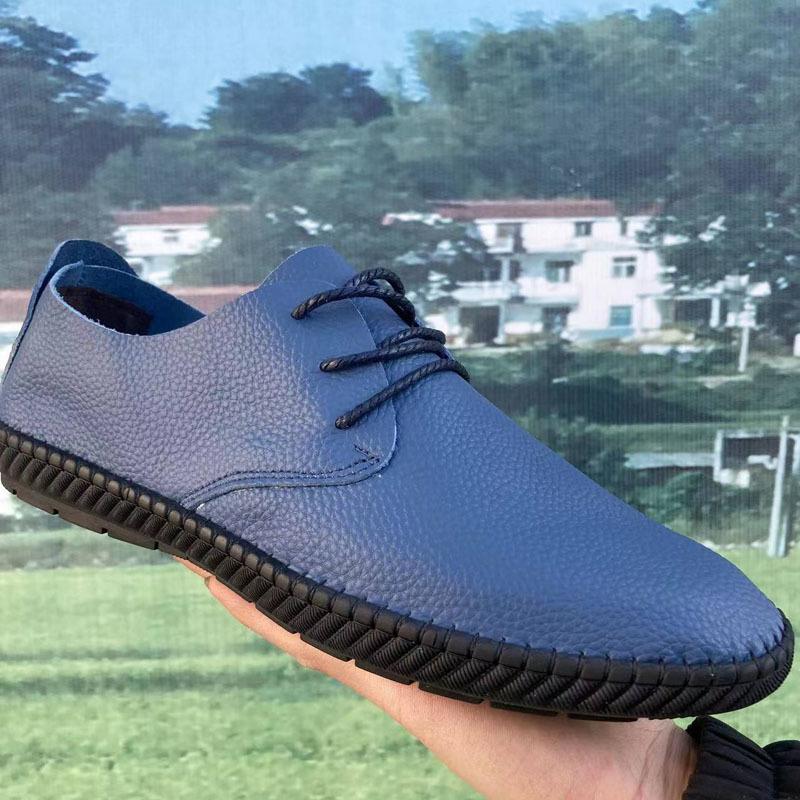 

Hy first-layer cowhide men s shoes new spring leather shoes men s Doudou shoes Korean version single shoes low-top board shoes men s casual shoes 44 синій