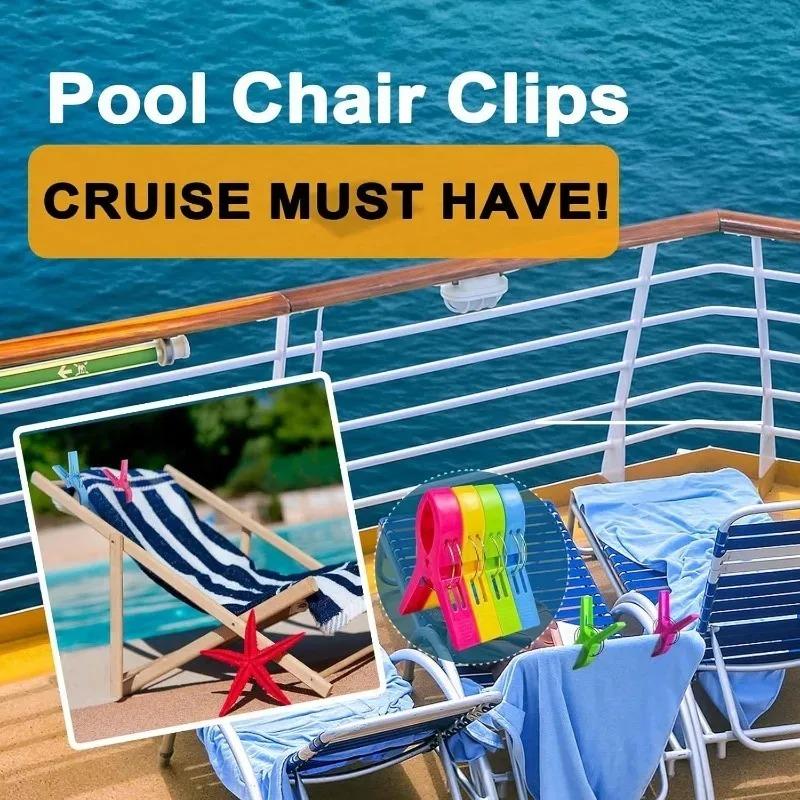 20/4Pcs Plastic Beach Towel Clips Windproof Clothes Pins Chair Clips Towel Holder Large Home Storage Clothes Hanging Clamps