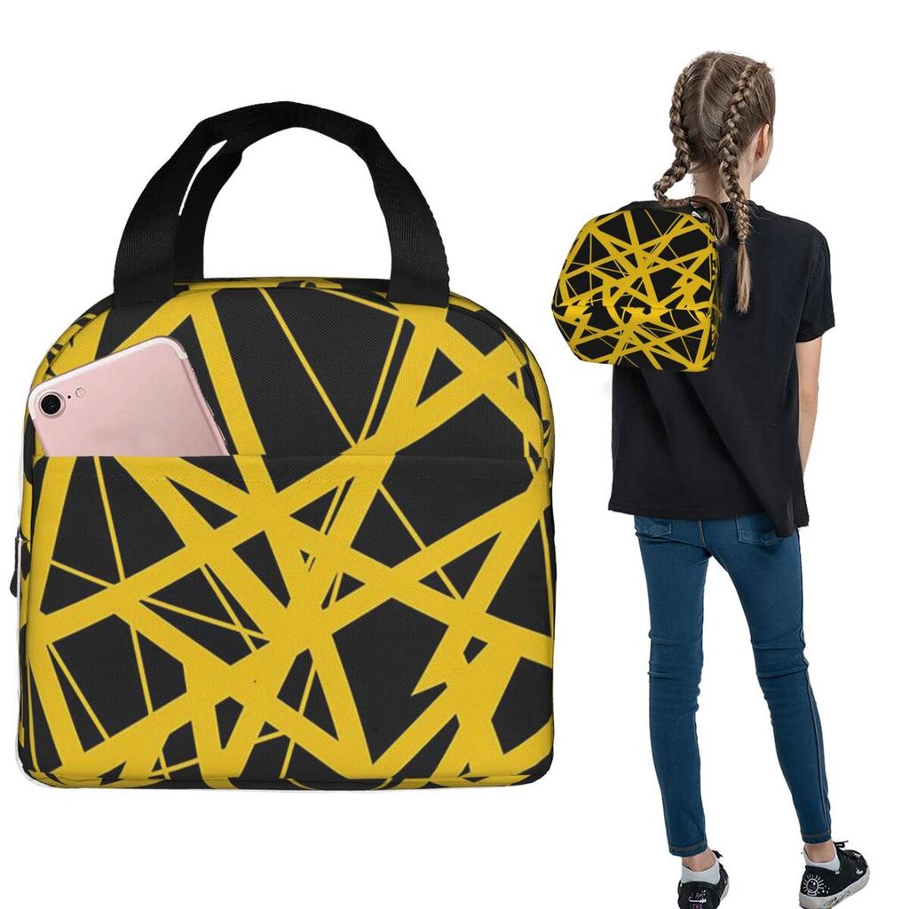 EVH Authentic Stripes Design Insulated Lunch Bag for Women Kids Leakproof Food Boxes Thermal Lunch Box Tote