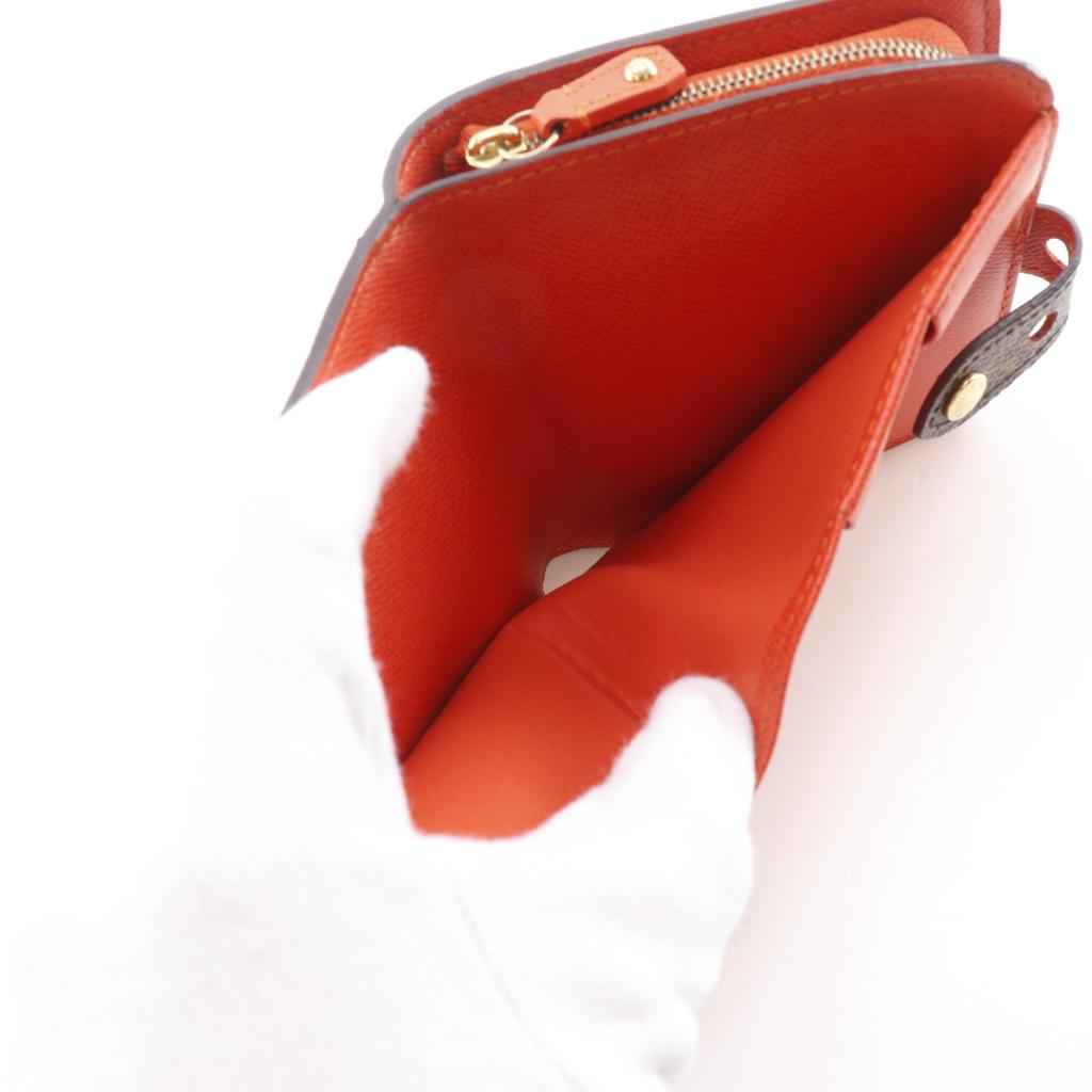 Louis Vuitton Compact Zip Bi-Fold Wallet M95189 Monogram Perfo Brown / Orange Monogram Canvas Women Used