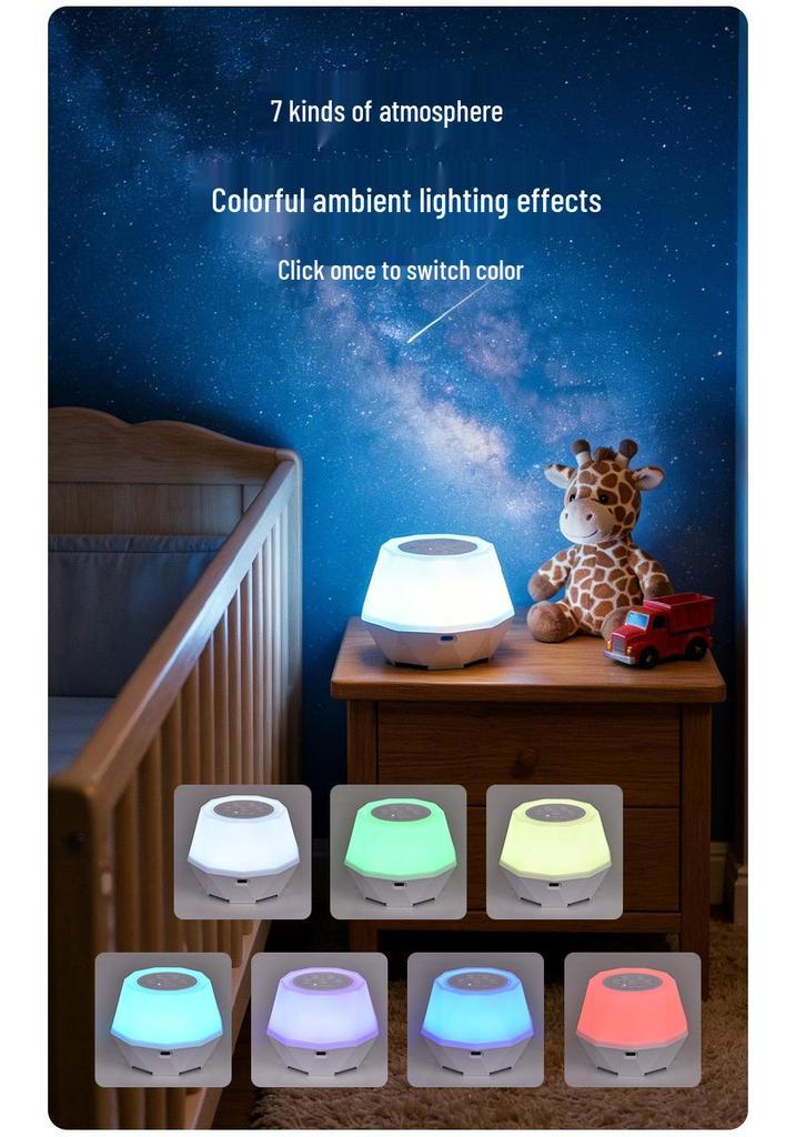 Portable Seven-Color Night Light & White Noise Sleep Aid for Baby