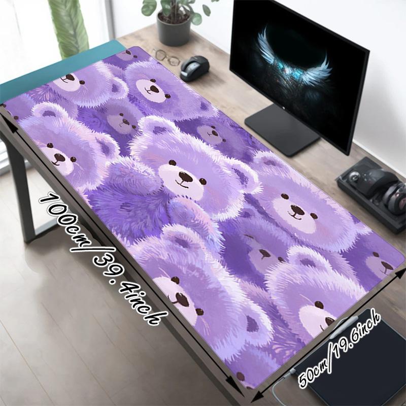 Purple Bears Xl Gaming Mouse Pad Nonslip Rubber Base Stitched Edge Waterproof Desk Mat For Pc Laptop Gamer Office Computer Accessories C92757