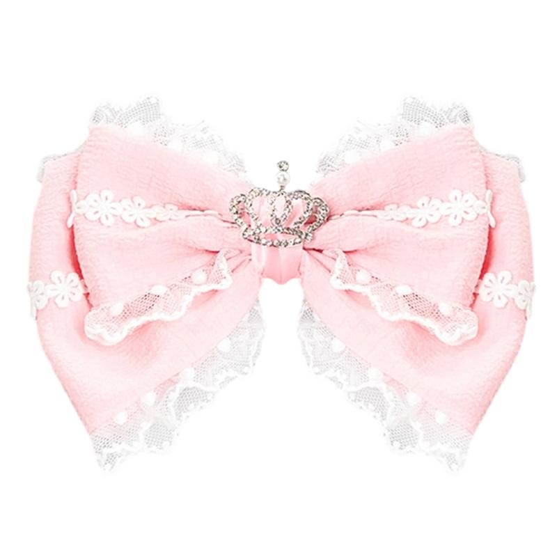 Elegant Ribbon Hair Clip Headpiece With Lace Ruffle Trim Design For Women And Girl Anime Event Gathering Hair Ornament
