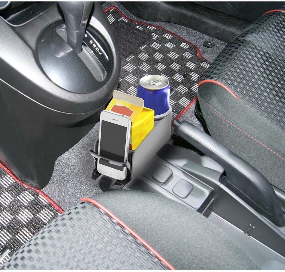 MIRAREED DK14-06 Twin Drink Holder, Black, Convert a Single Cup Holder into Two, Compatible with Packet Drinks, General Purpose
