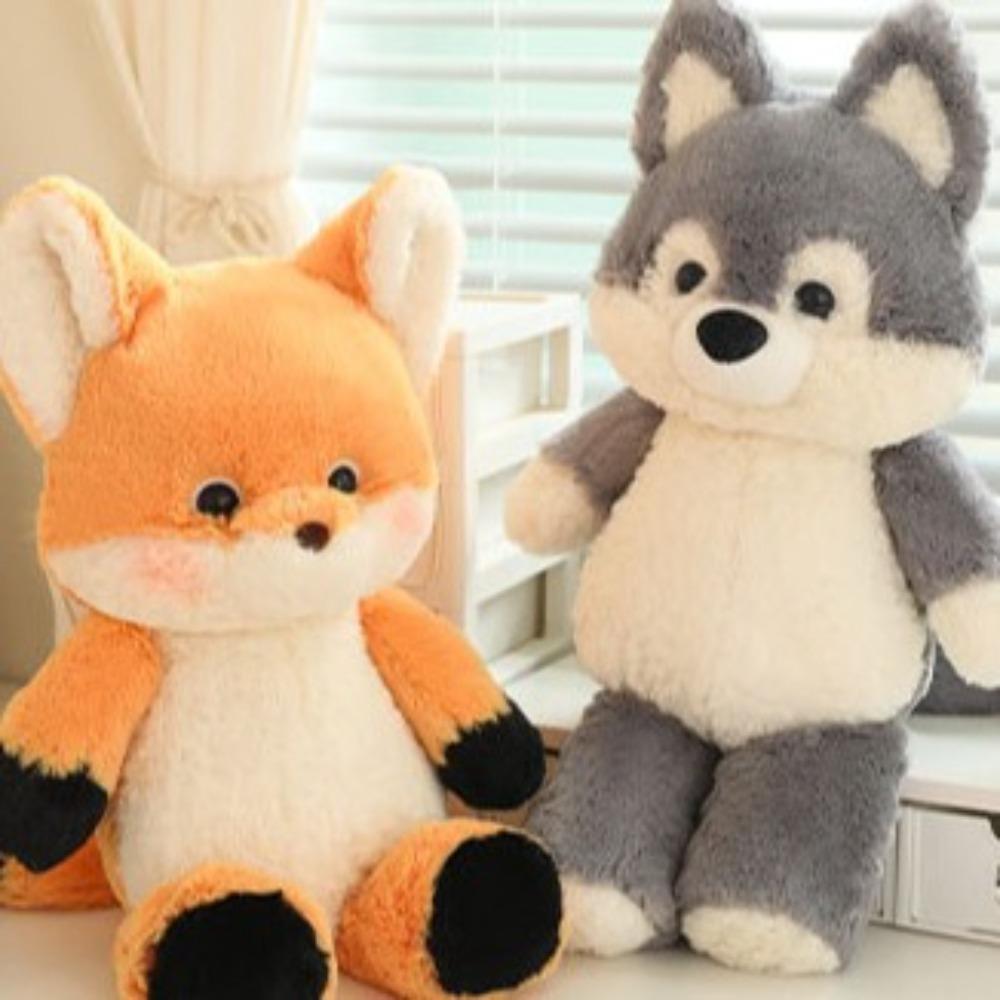 Wear Rompers Running Wolf Plush Toy Fluffy Animal Plushies Dolls  Home Decor