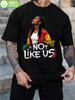 1pc Empowerment Statement "They Not Like Us" Graphic T-shirt - Black Retro Unisex Short Sleeve Tee with Bold Rasta-Inspired Design