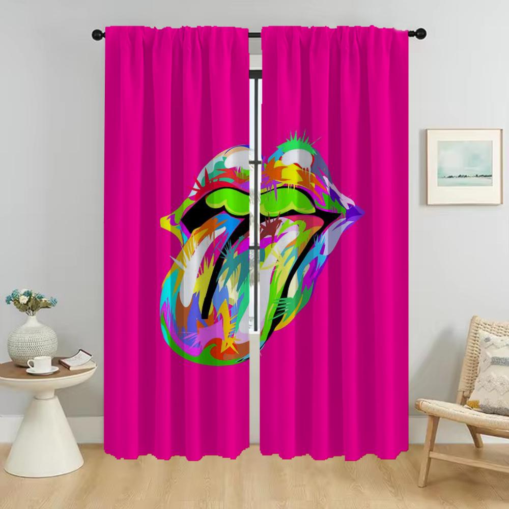 Halloween Decoration The Rollings Stones Curtains for Living Room Curtain Home Interior Curtains 2 Pieces Tulle for Bedroom
