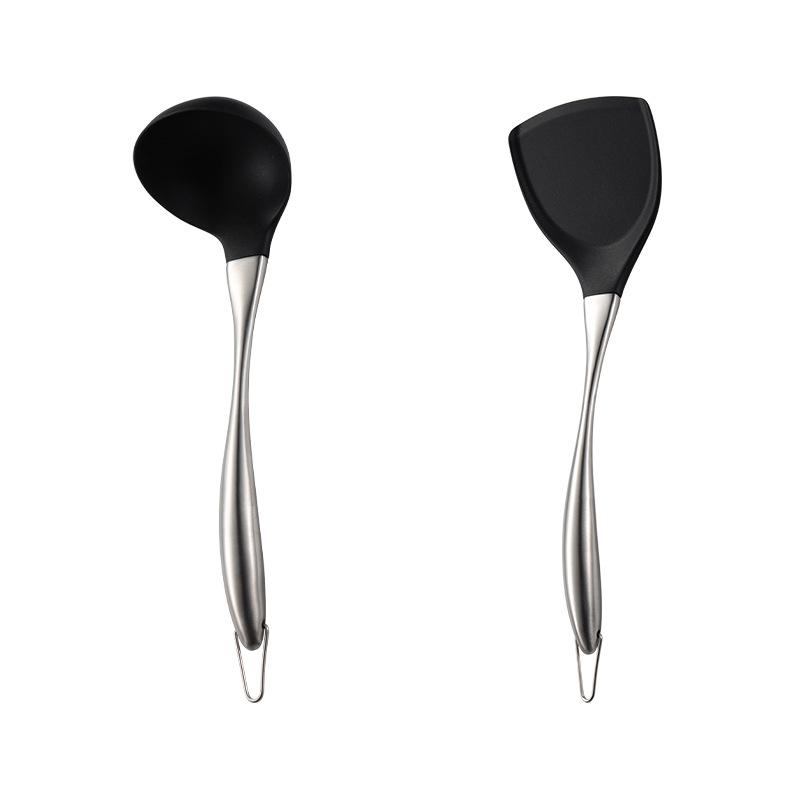 430 Stainless Steel Silicone Spatula Large Spoon Hollow Handle Non-stick Pan Kitchen Utensils Accessories Wok Housewarming Gift