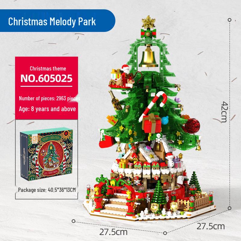 Sheng Bao Christmas Tree Music Box: Children s Educational Building Blocks Toy for Boys.