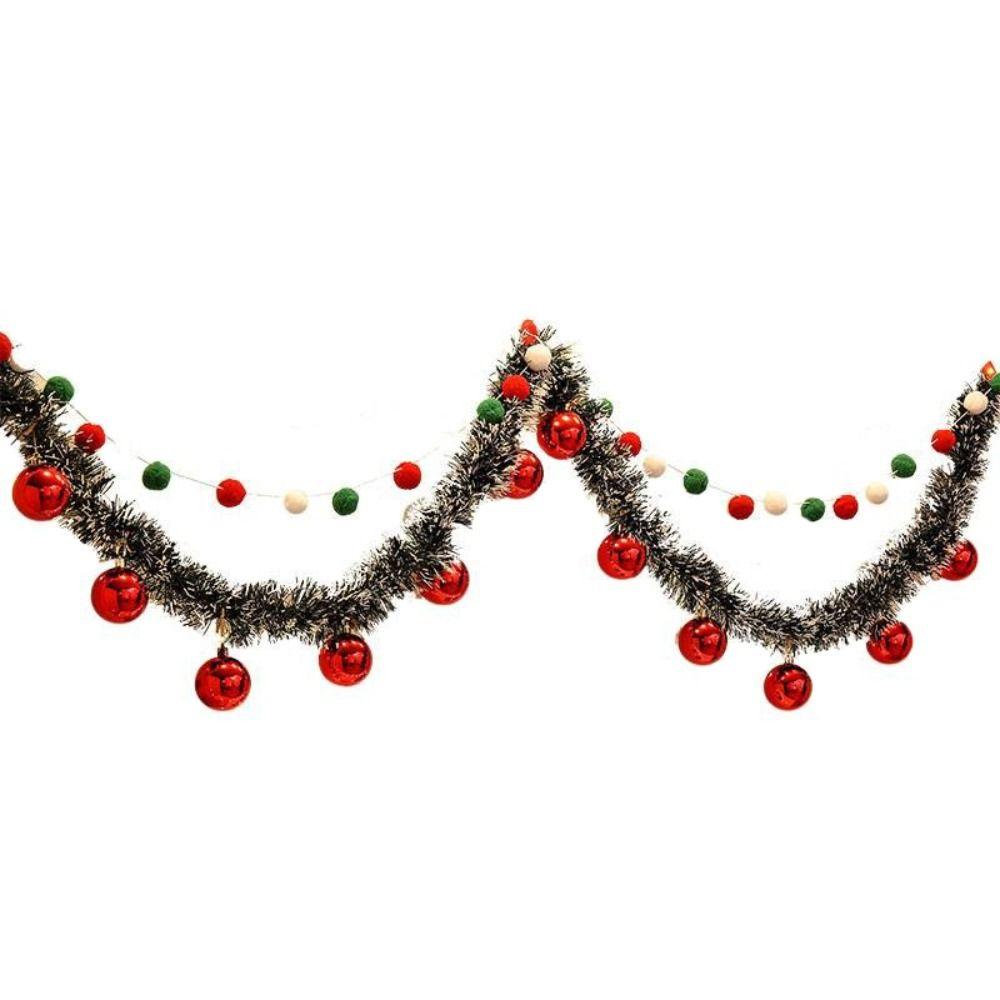 Seasonal Decor Felt Christmas Banner Decorated DIY Handmade Christmas Pendant Furry Balls Xmas Pendant Home Room