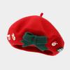 Women's Christmas Beret Hat with, Warm Painter for Winter and Holiday Outfits