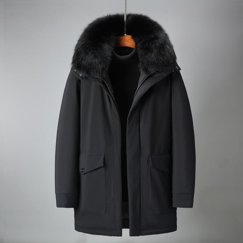 Down Jacket Men's Winter Men's Mid-length Dad Wear Casual Hooded Thickened Warm and Cold-proof Clothing Versatile Jacket Trendy