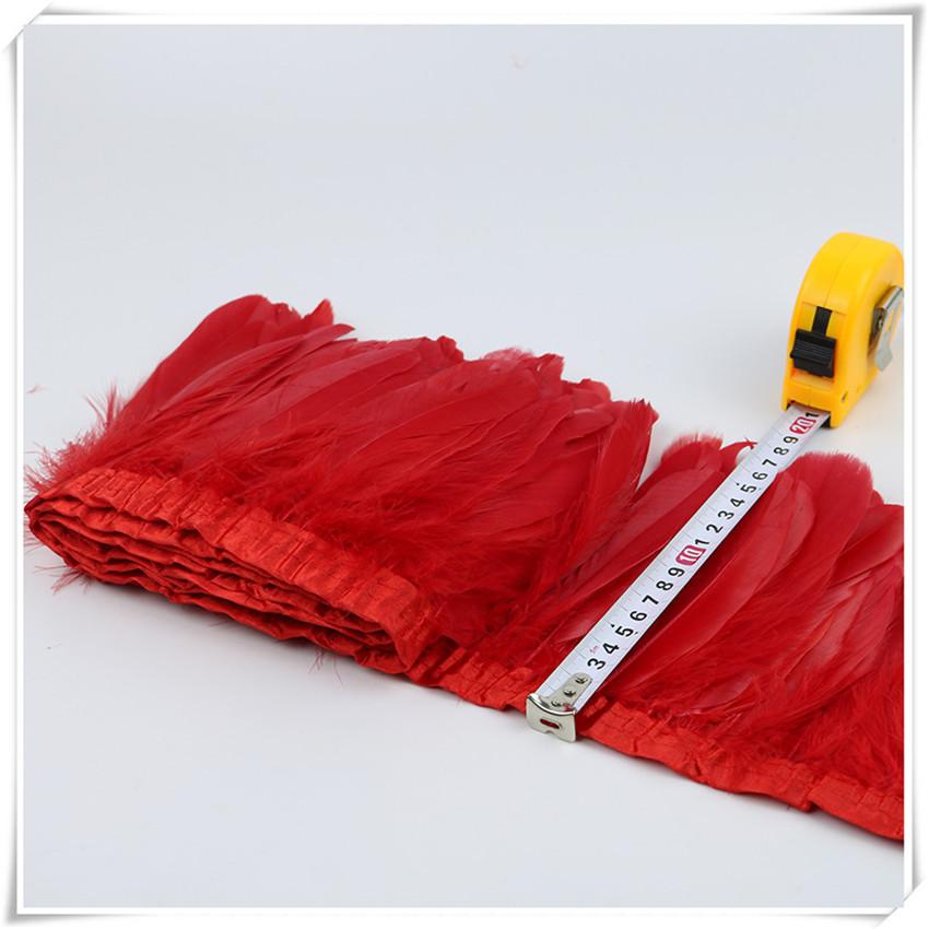High Quality Multicolor Goose Feather Trims 2yards 6-8inches/15-20cm Fringed Feather Trim for Skirt/costumes Ribbon Feathers