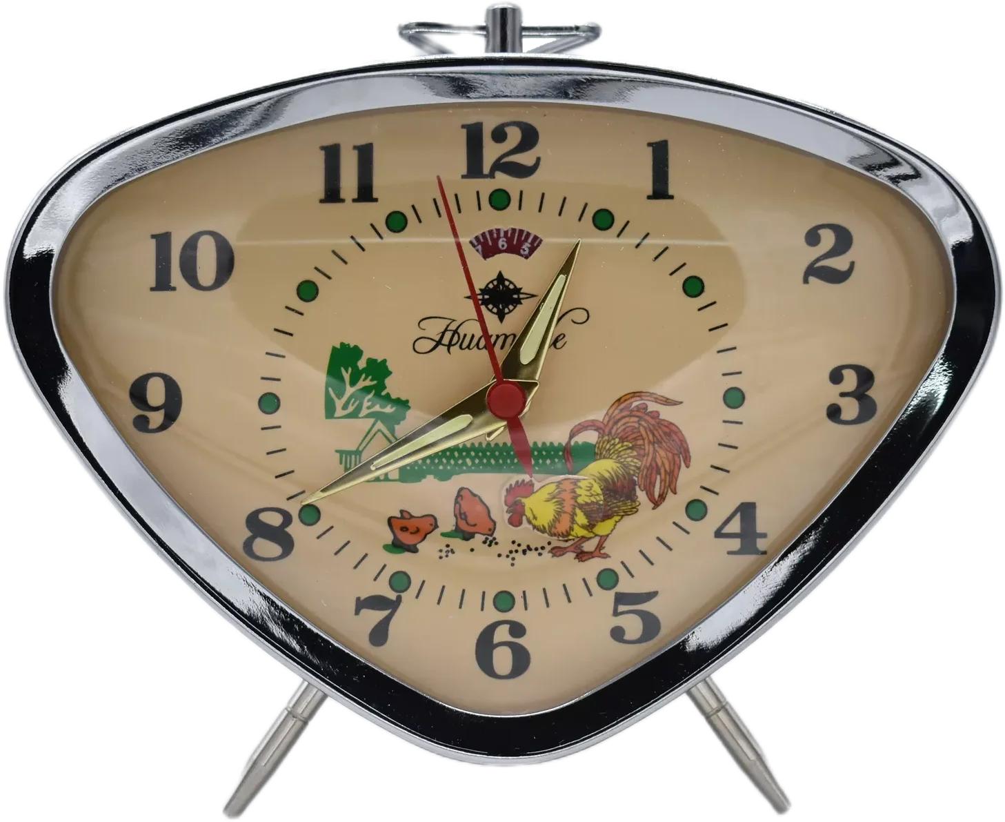 

Треугольной формы механический антикварный прикроватный столик для спальни с изображением Бога богатства, мальчика, цыпленка, клюющего рис, большой звуковой будильник